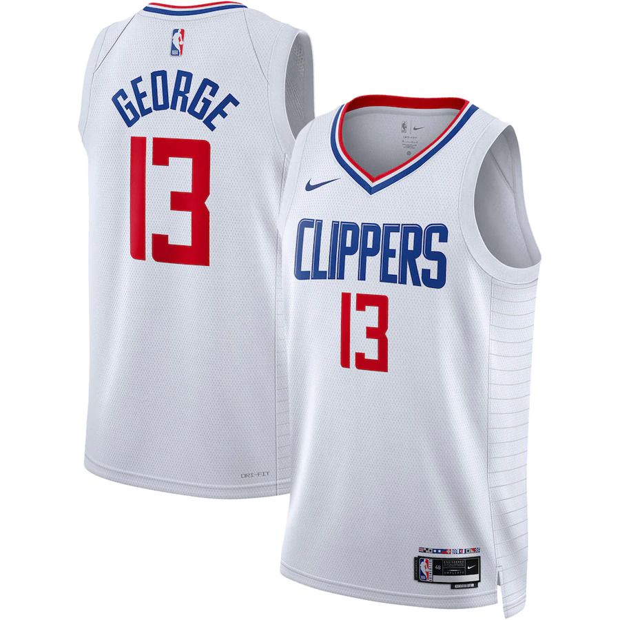 Men Los Angeles Clippers #13 Paul George Nike White Association Edition 2022-23 Swingman NBA Jersey->customized nba jersey->Custom Jersey